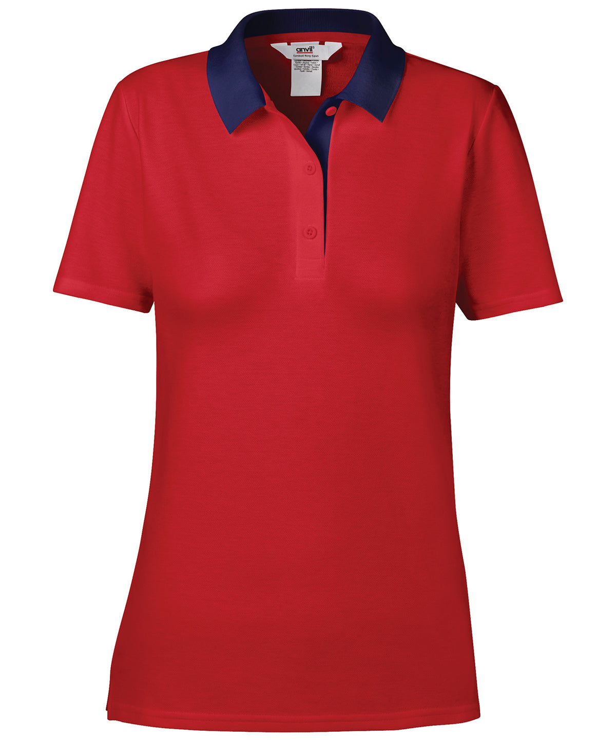Red/Navy - Anvil women's double piqué polo - GarmentEmbroidery