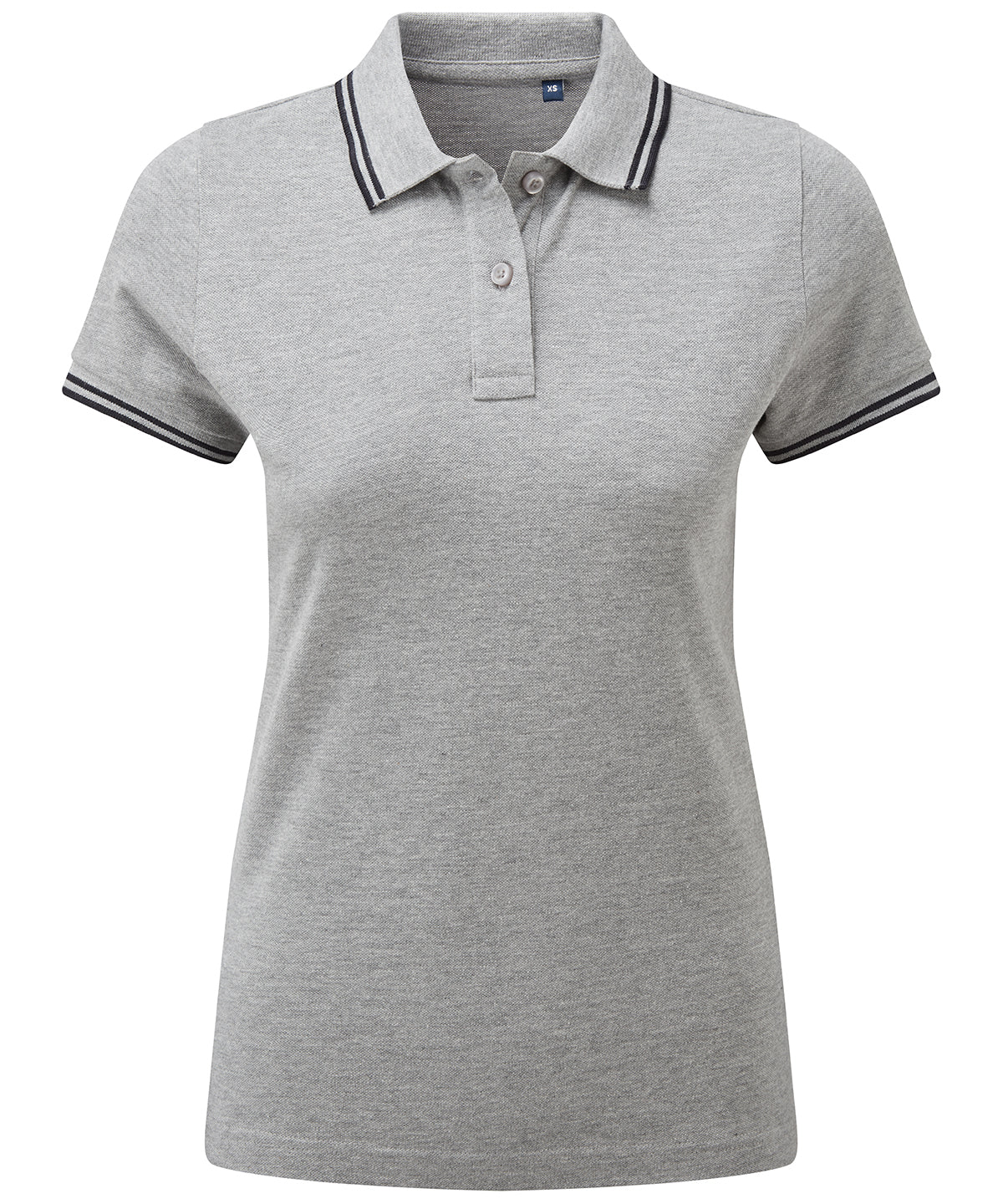 Heather Grey/Black - Women's classic fit tipped polo - GarmentEmbroidery