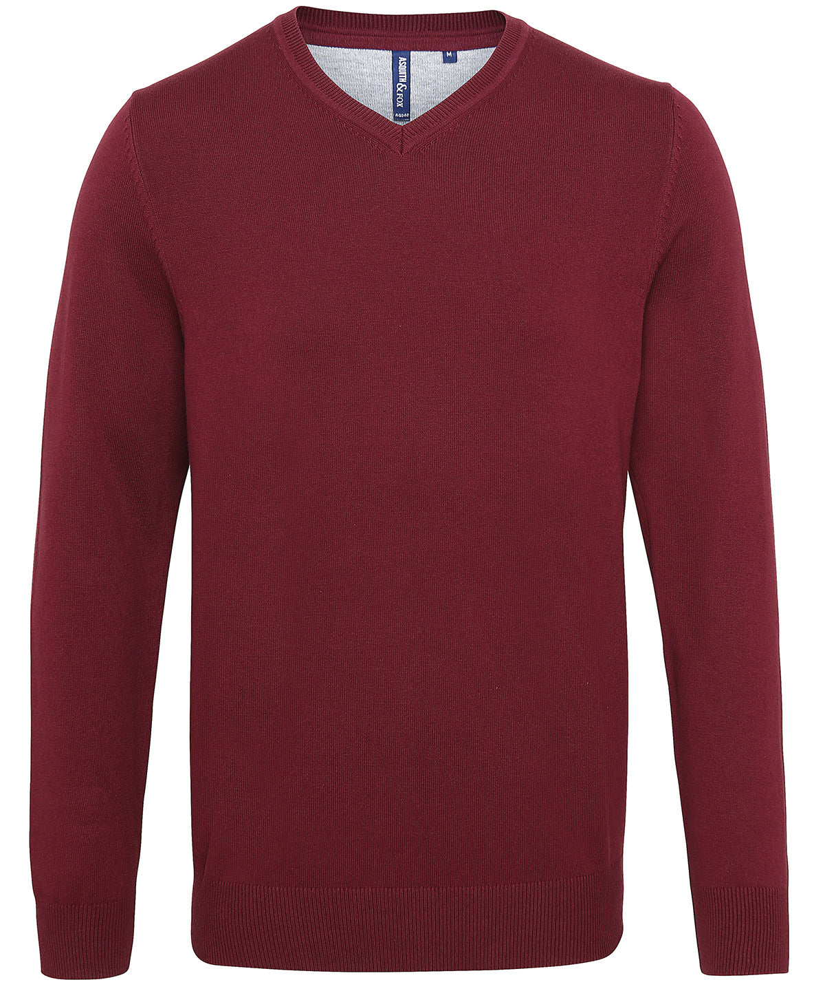 Burgundy - Men's cotton blend v-neck sweater - GarmentEmbroidery
