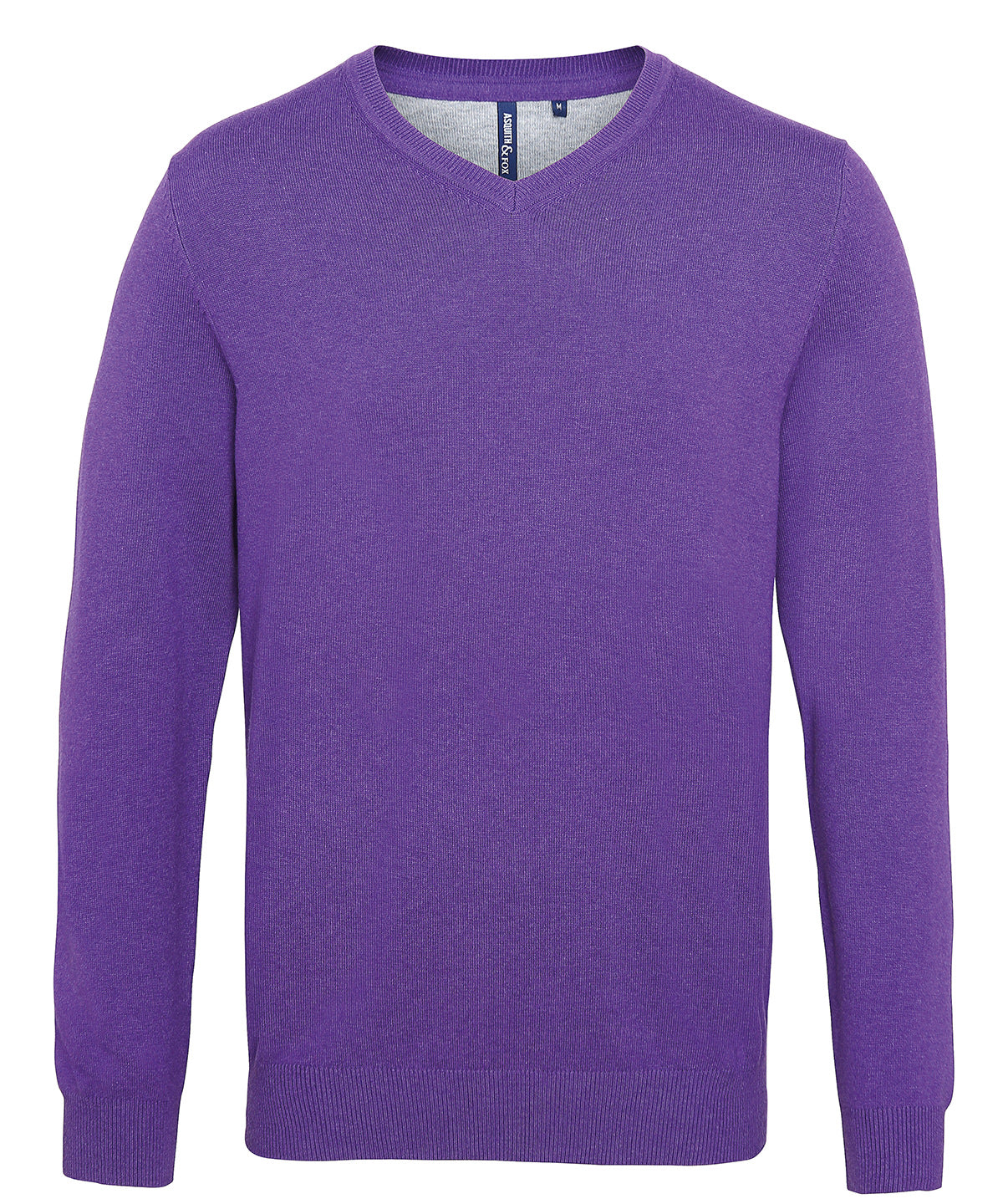 Purple Heather - Men's cotton blend v-neck sweater - GarmentEmbroidery