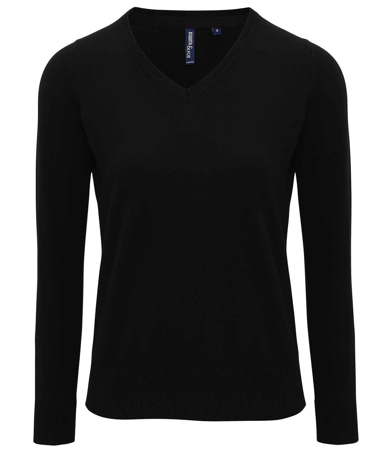 Black - Women's cotton blend v-neck sweater - GarmentEmbroidery
