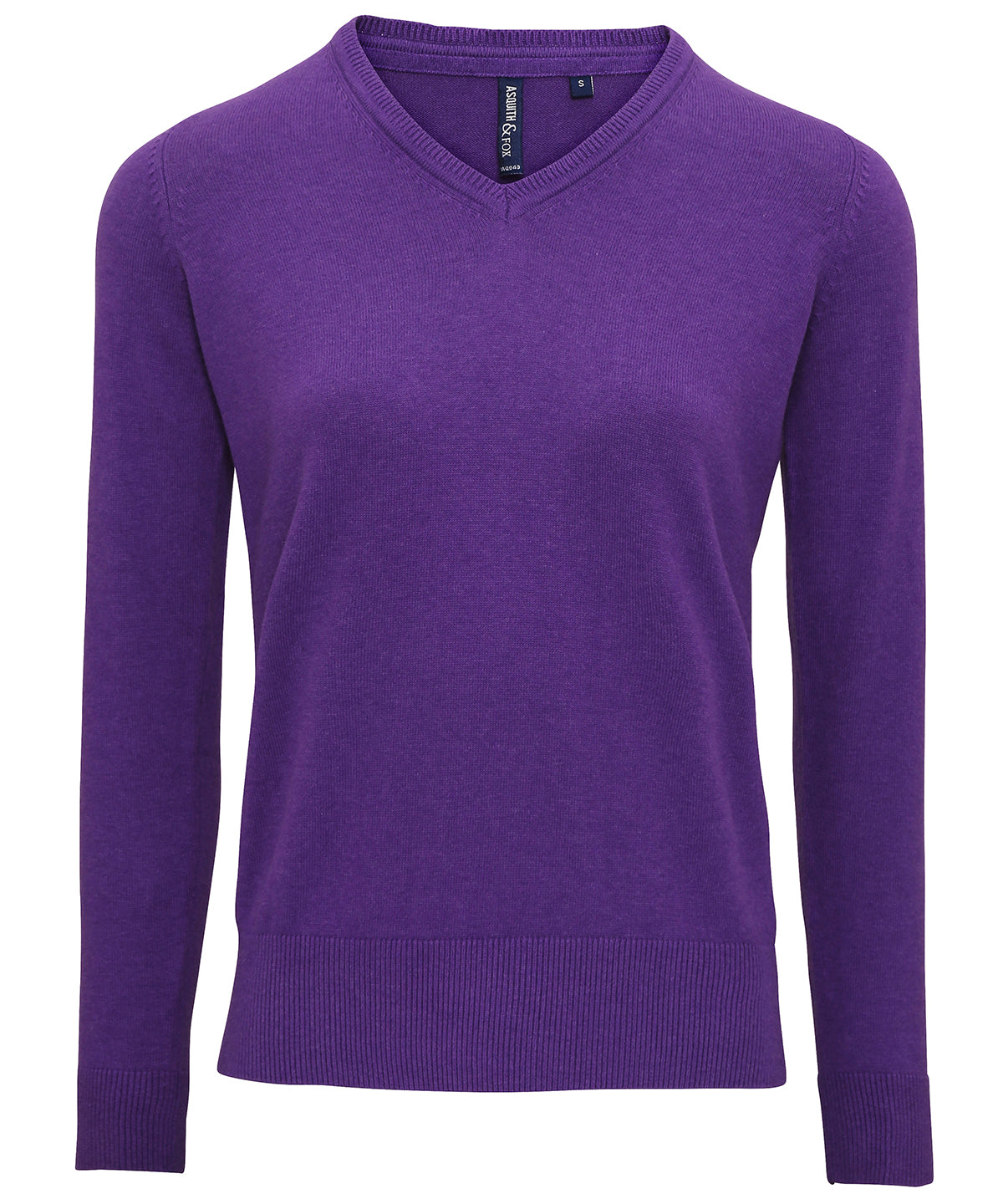 Purple Heather - Women's cotton blend v-neck sweater - GarmentEmbroidery