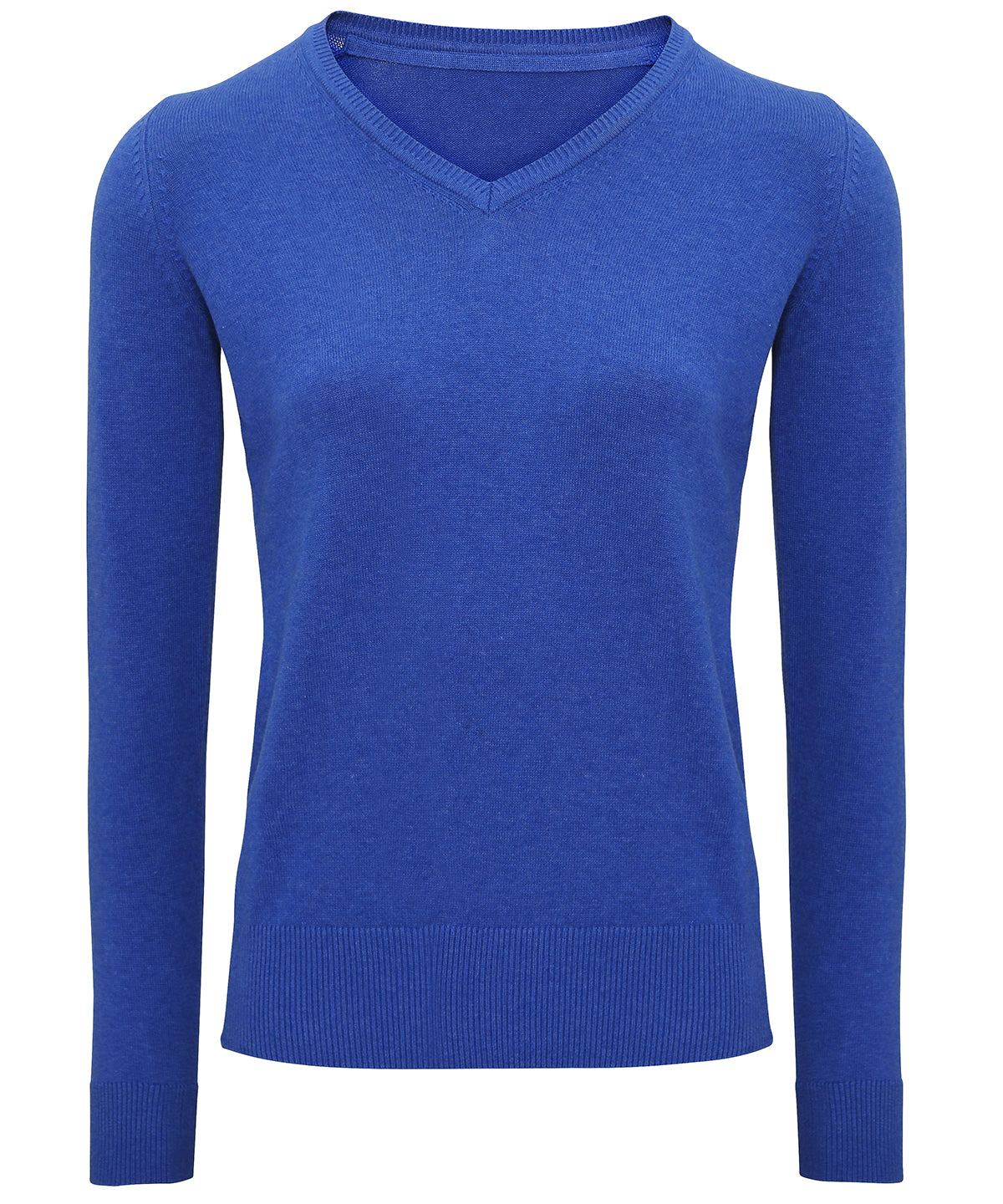 Royal Heather - Women's cotton blend v-neck sweater - GarmentEmbroidery