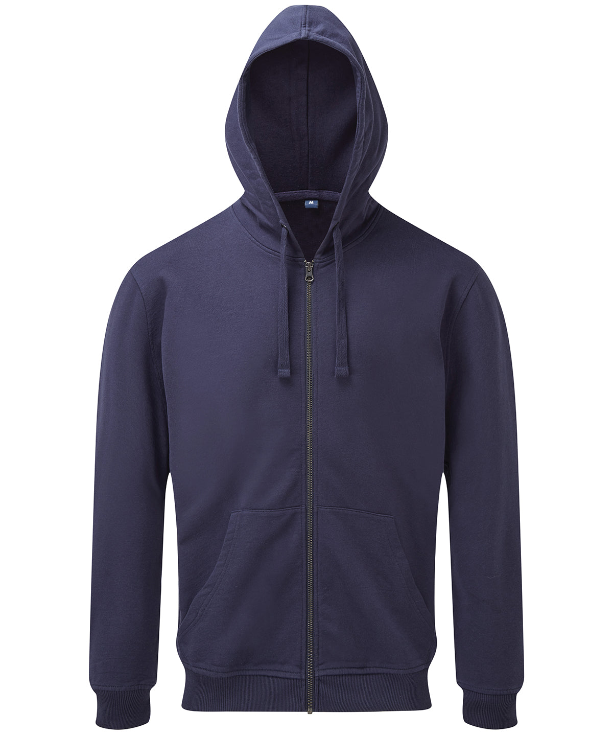 Navy - Men's coastal vintage wash loop back zip through hoodie - GarmentEmbroidery