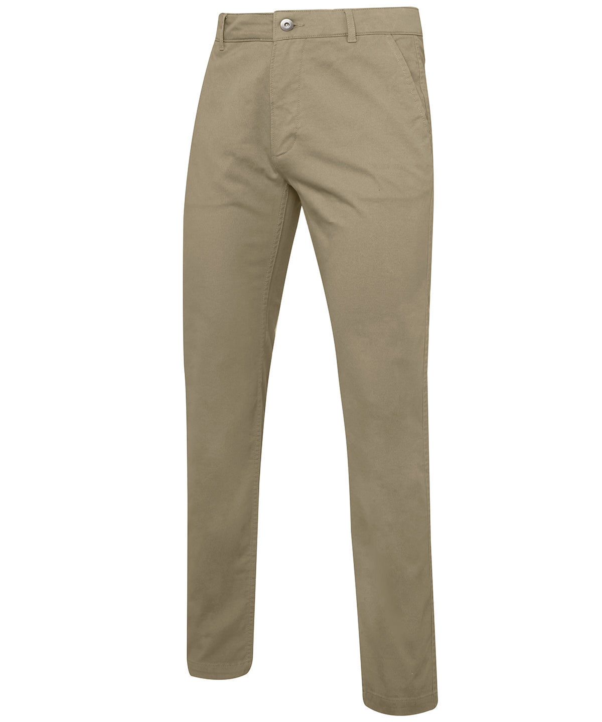 Khaki - Men's slim fit cotton chinos - GarmentEmbroidery
