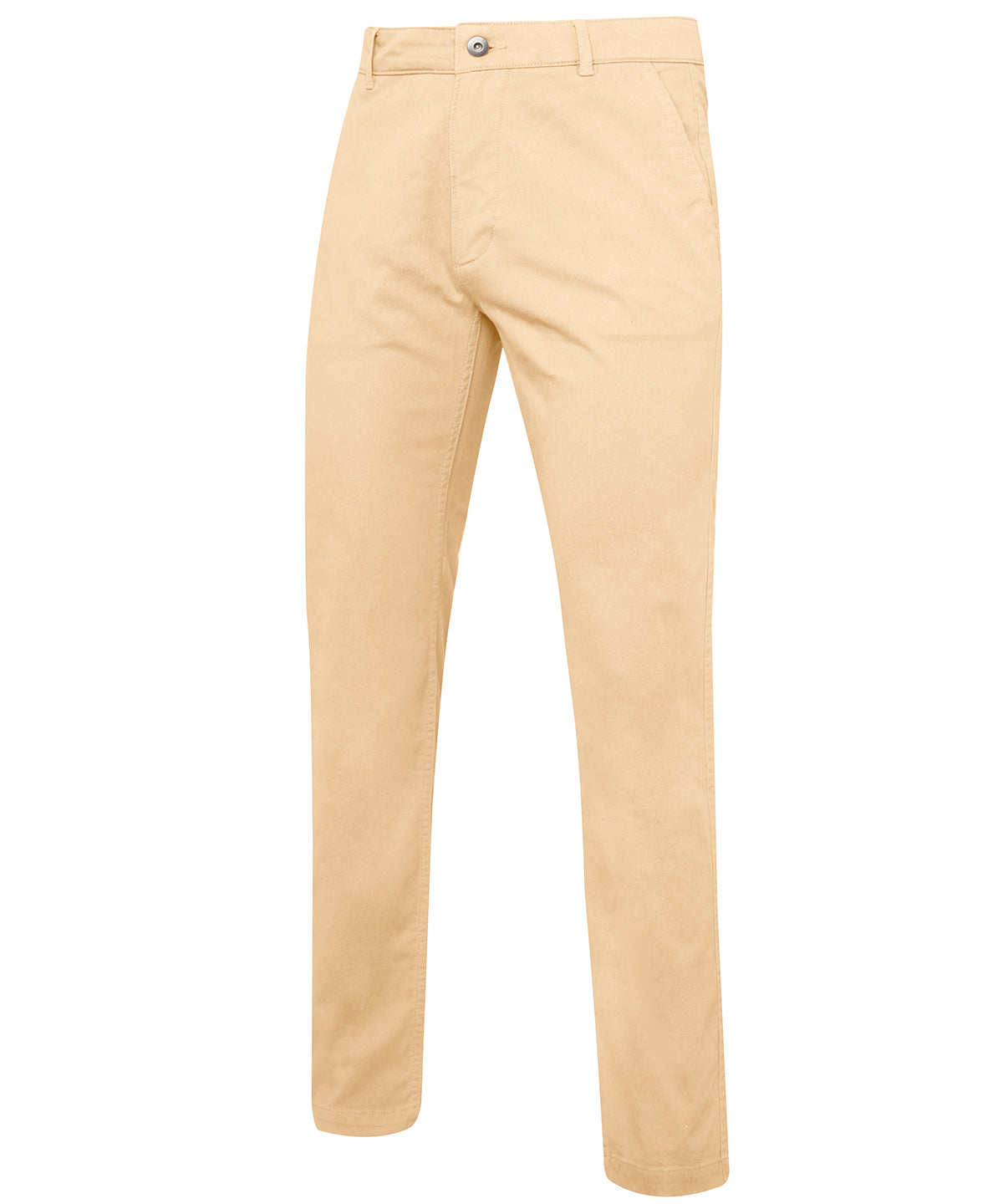 Natural - Men's slim fit cotton chinos - GarmentEmbroidery
