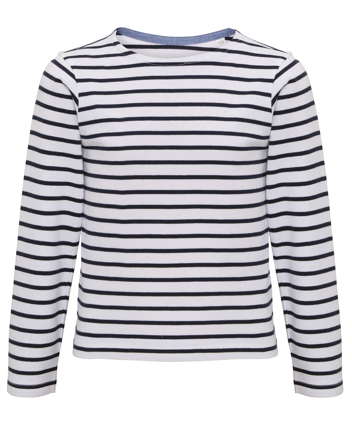 White/Navy - Kids Marinière coastal long sleeve tee - GarmentEmbroidery
