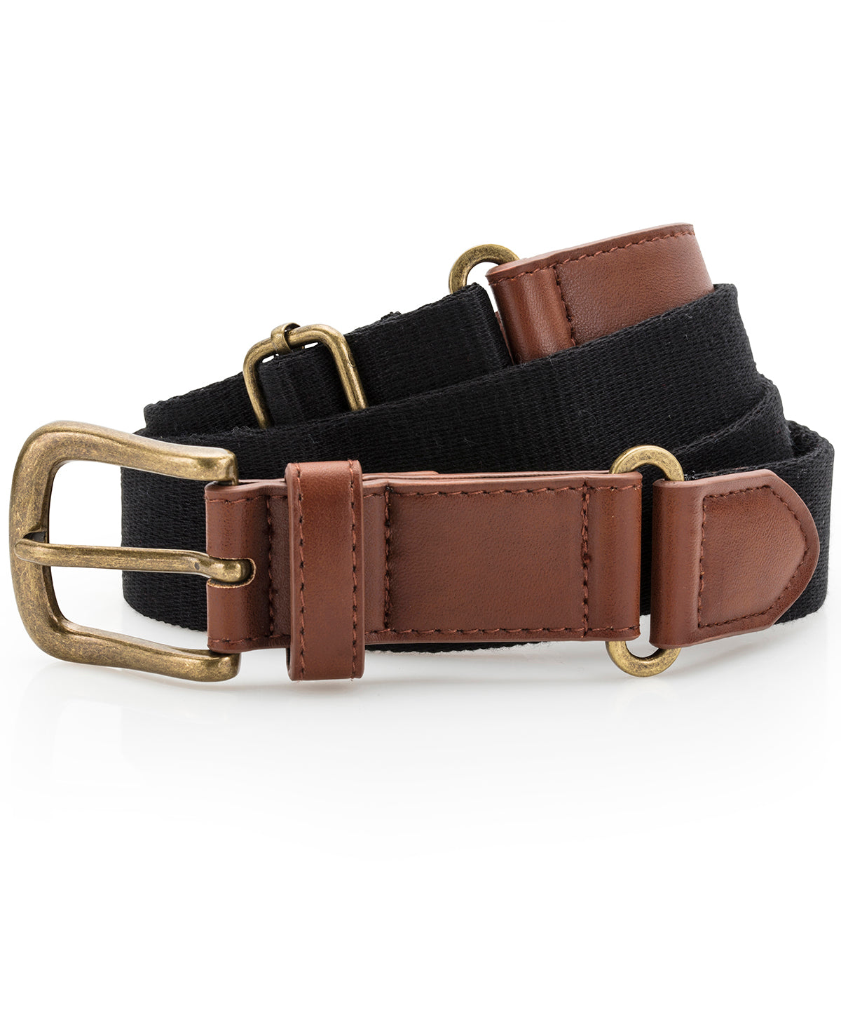 Black - Faux leather and canvas belt - GarmentEmbroidery