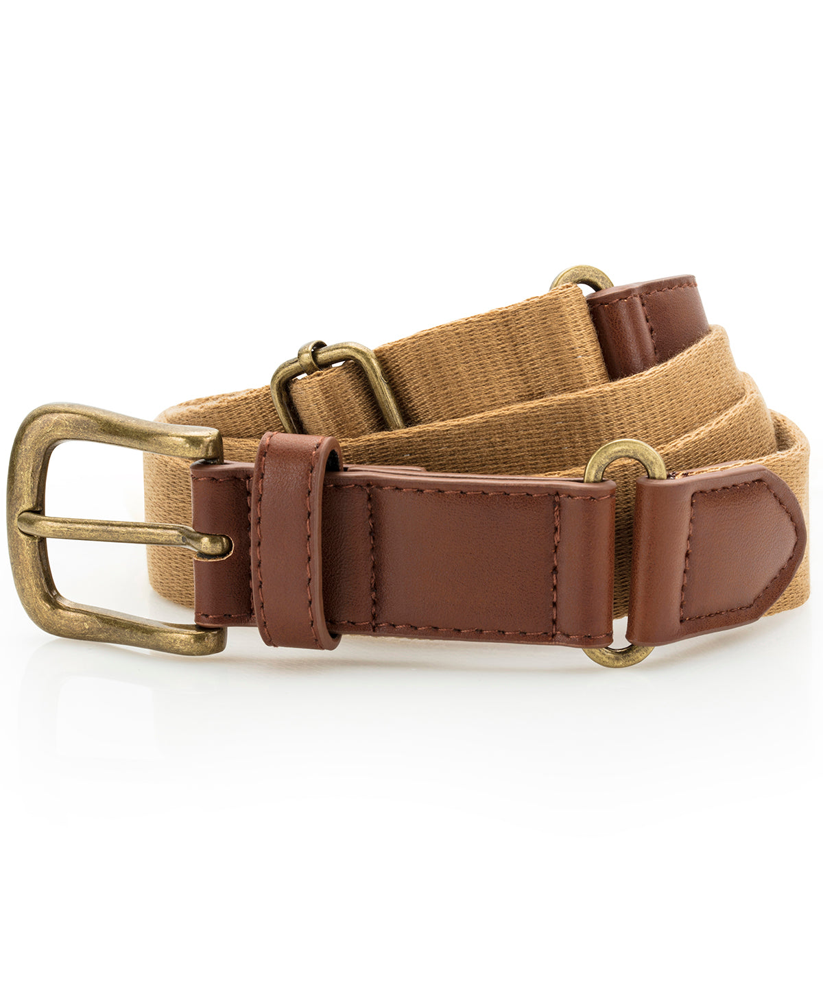 Camel - Faux leather and canvas belt - GarmentEmbroidery