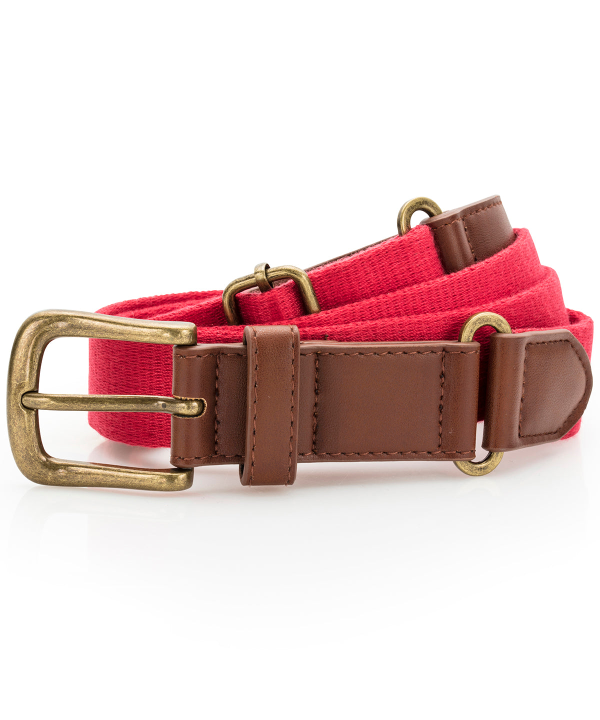 Cherry Red - Faux leather and canvas belt - GarmentEmbroidery