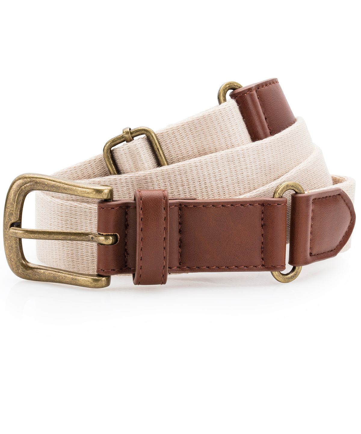 Natural - Faux leather and canvas belt - GarmentEmbroidery