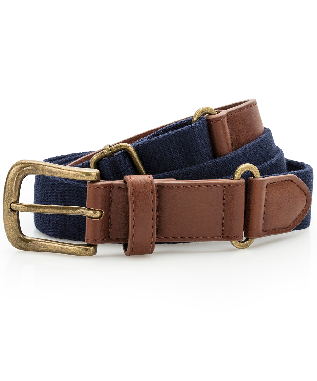 Navy - Faux leather and canvas belt - GarmentEmbroidery