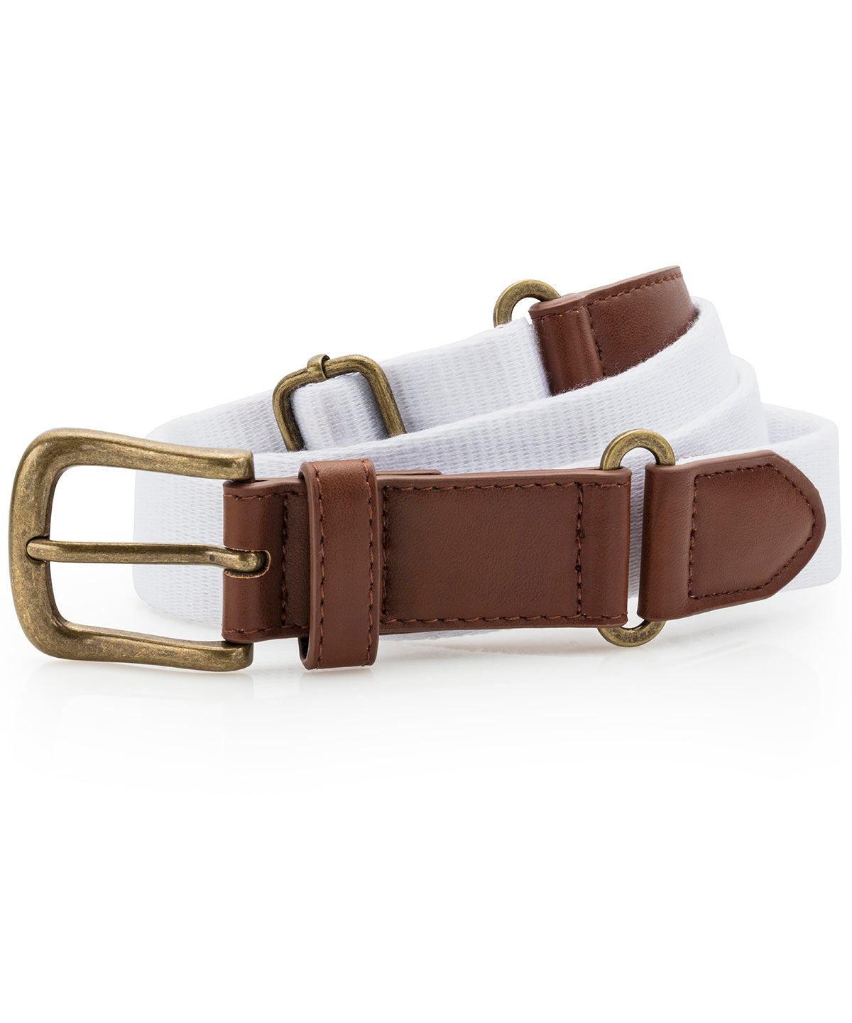 White - Faux leather and canvas belt - GarmentEmbroidery