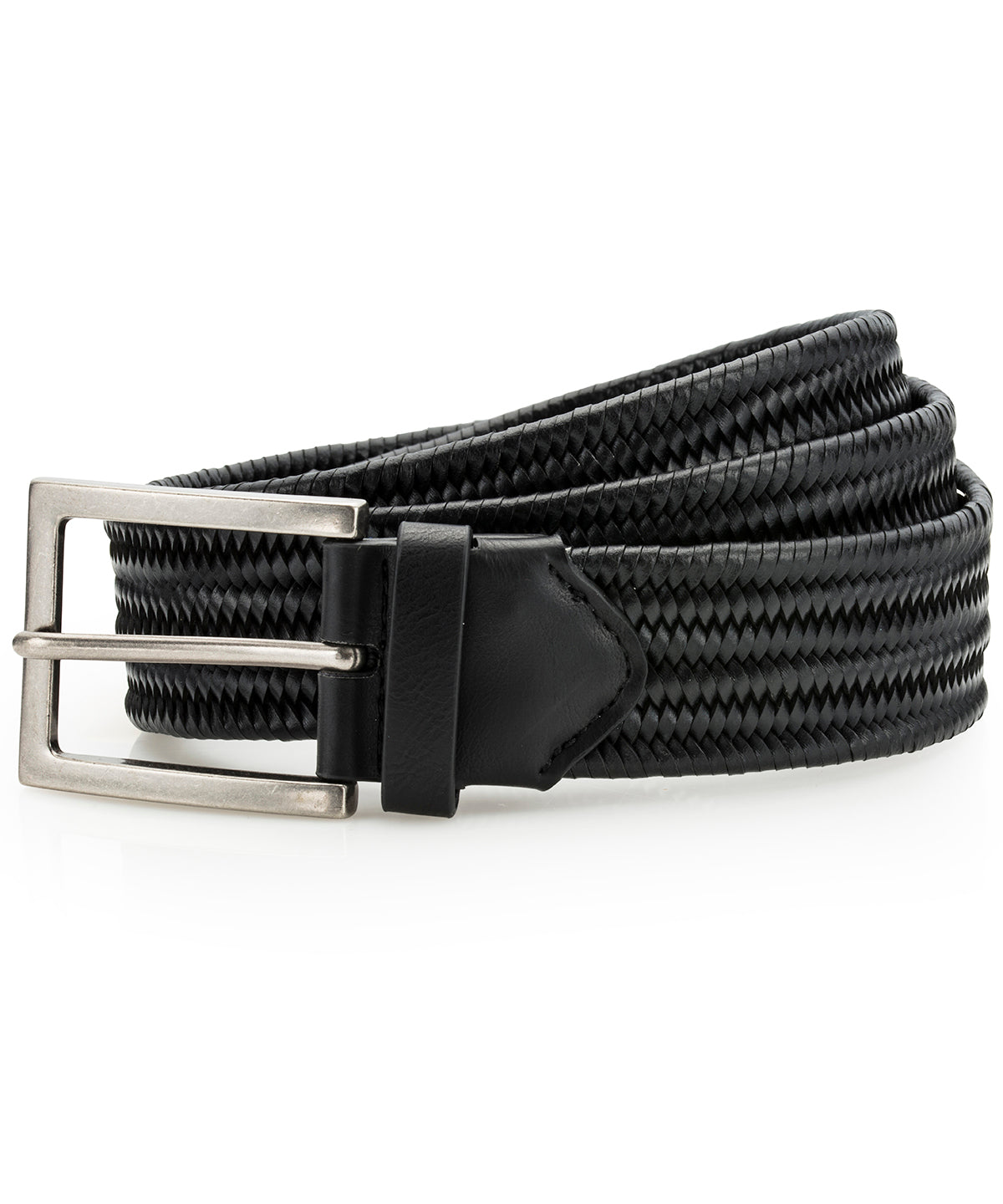 Black - Leather braid belt - GarmentEmbroidery