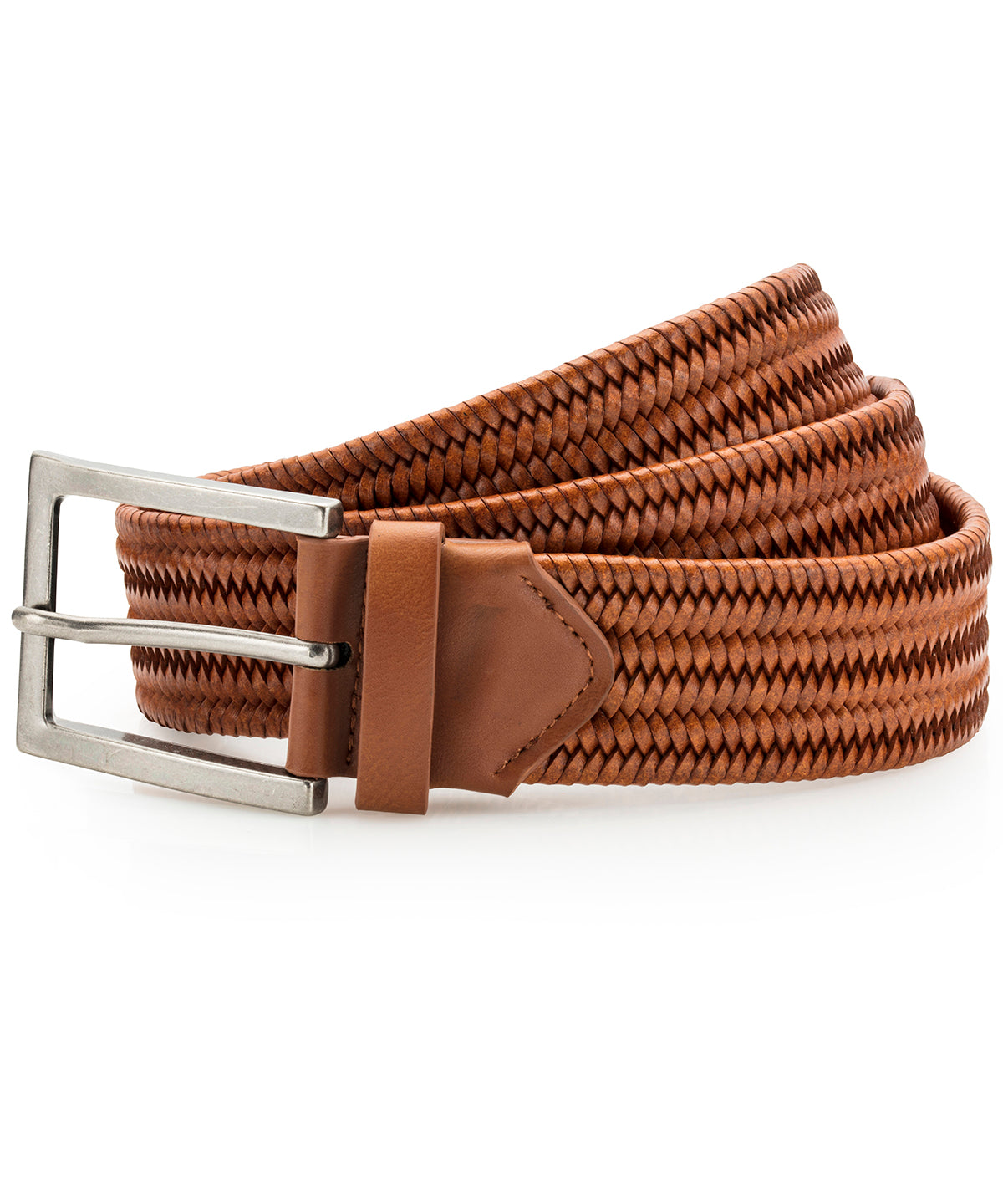 Tan - Leather braid belt - GarmentEmbroidery