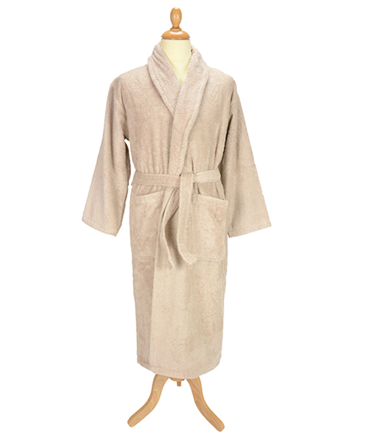 Sand - ARTG® Bath robe with shawl collar - GarmentEmbroidery
