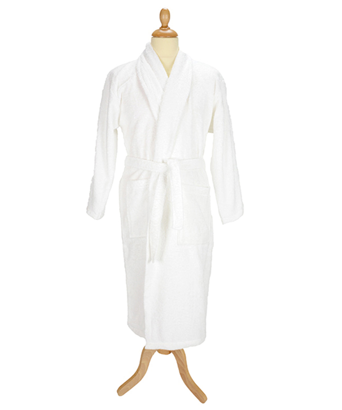 White - ARTG® Bath robe with shawl collar - GarmentEmbroidery