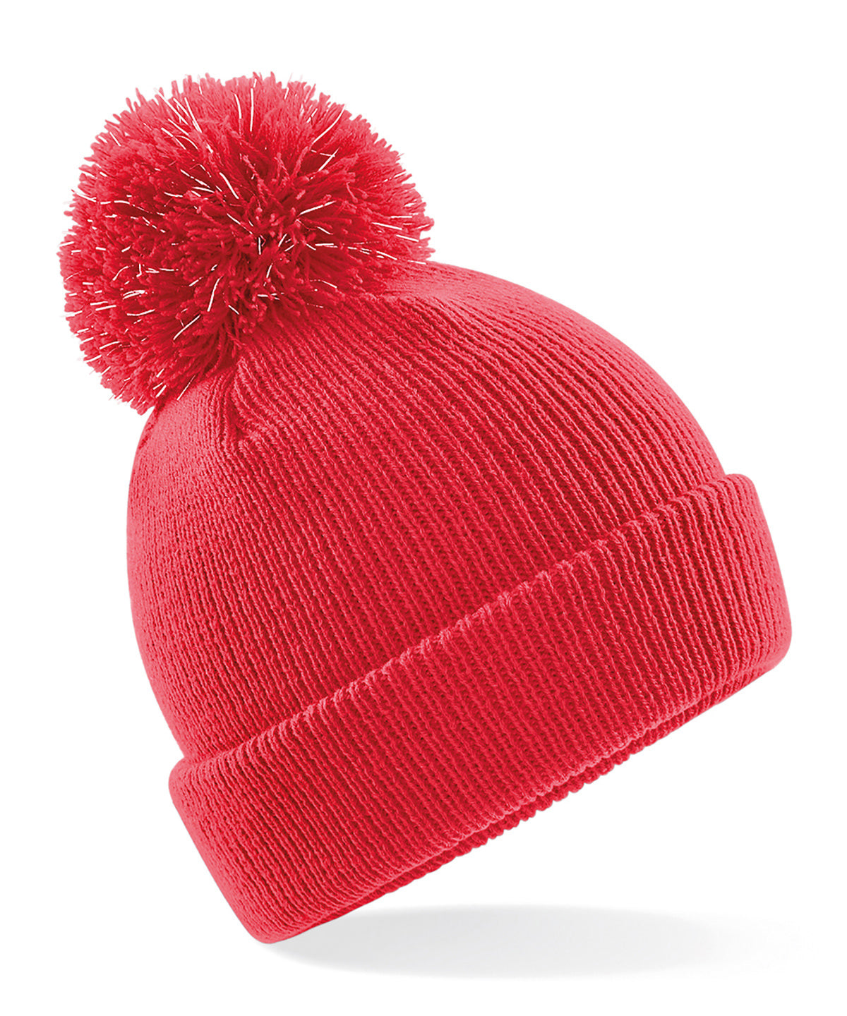 Bright Red - Junior reflective bobble beanie - GarmentEmbroidery