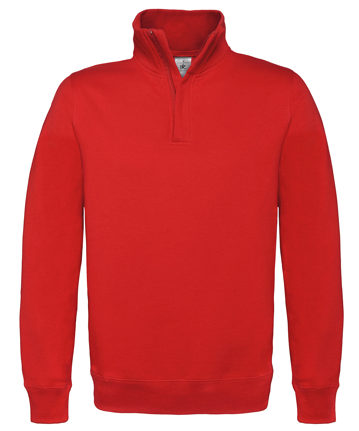 Red - B&C ID.004 ¼ zip sweatshirt - GarmentEmbroidery