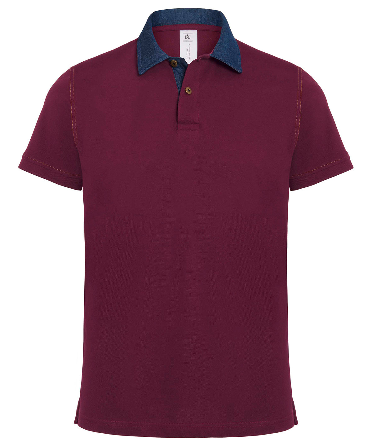 Denim/Burgundy - B&C DNM forward /men - GarmentEmbroidery