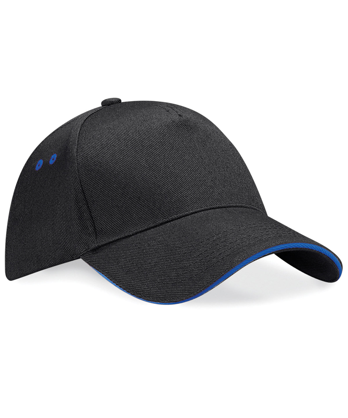 Black/Bright Royal - Ultimate 5-panel cap - sandwich peak - GarmentEmbroidery