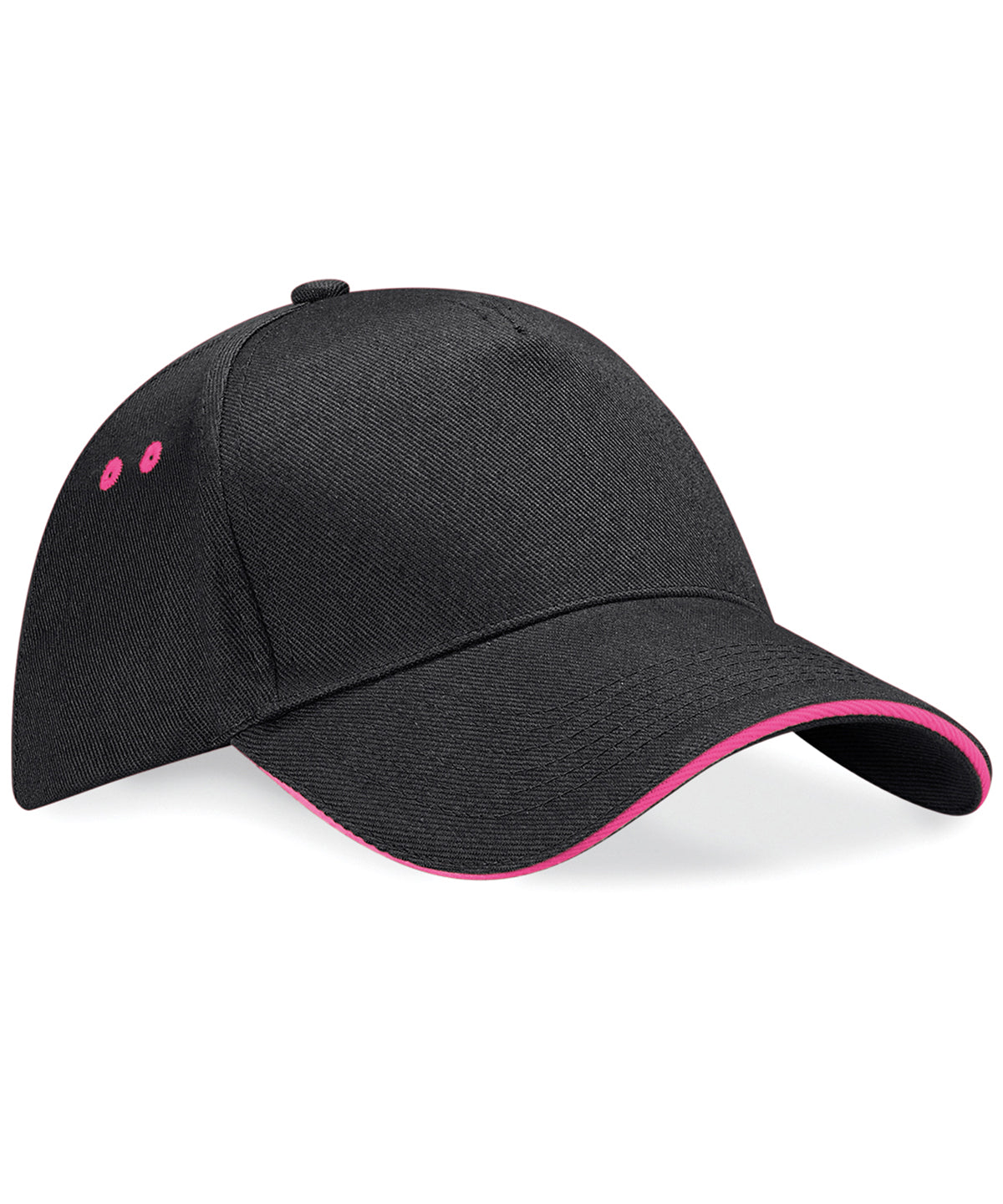 Black/Fuchsia - Ultimate 5-panel cap - sandwich peak - GarmentEmbroidery