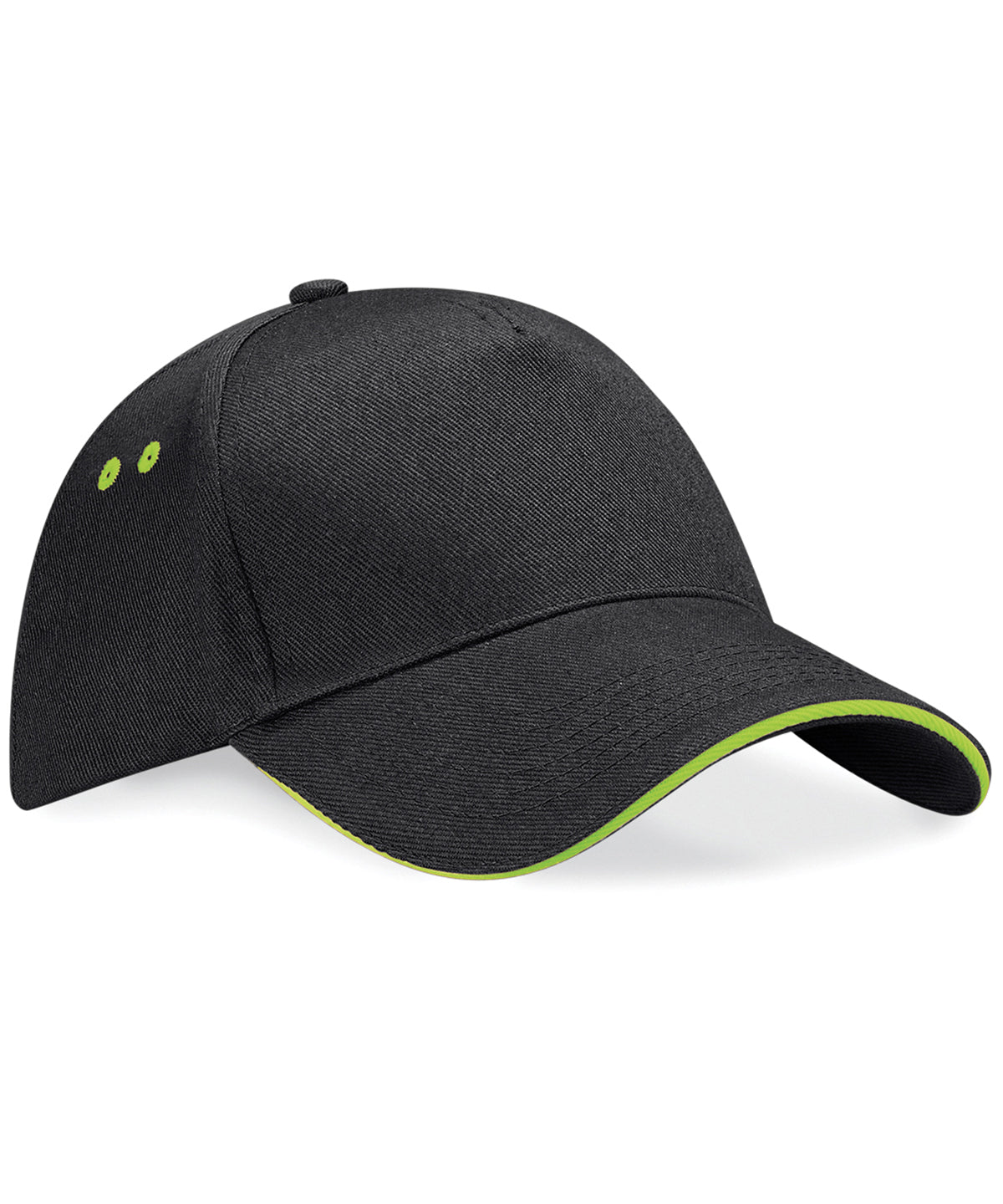 Black/Lime Green - Ultimate 5-panel cap - sandwich peak - GarmentEmbroidery