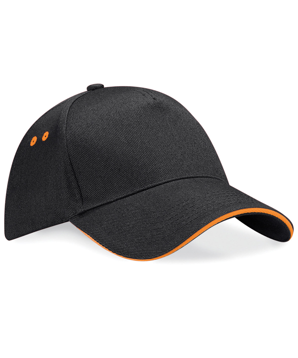Black/Orange - Ultimate 5-panel cap - sandwich peak - GarmentEmbroidery