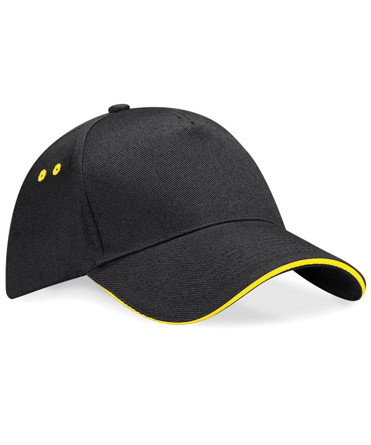 Black/Yellow - Ultimate 5-panel cap - sandwich peak - GarmentEmbroidery