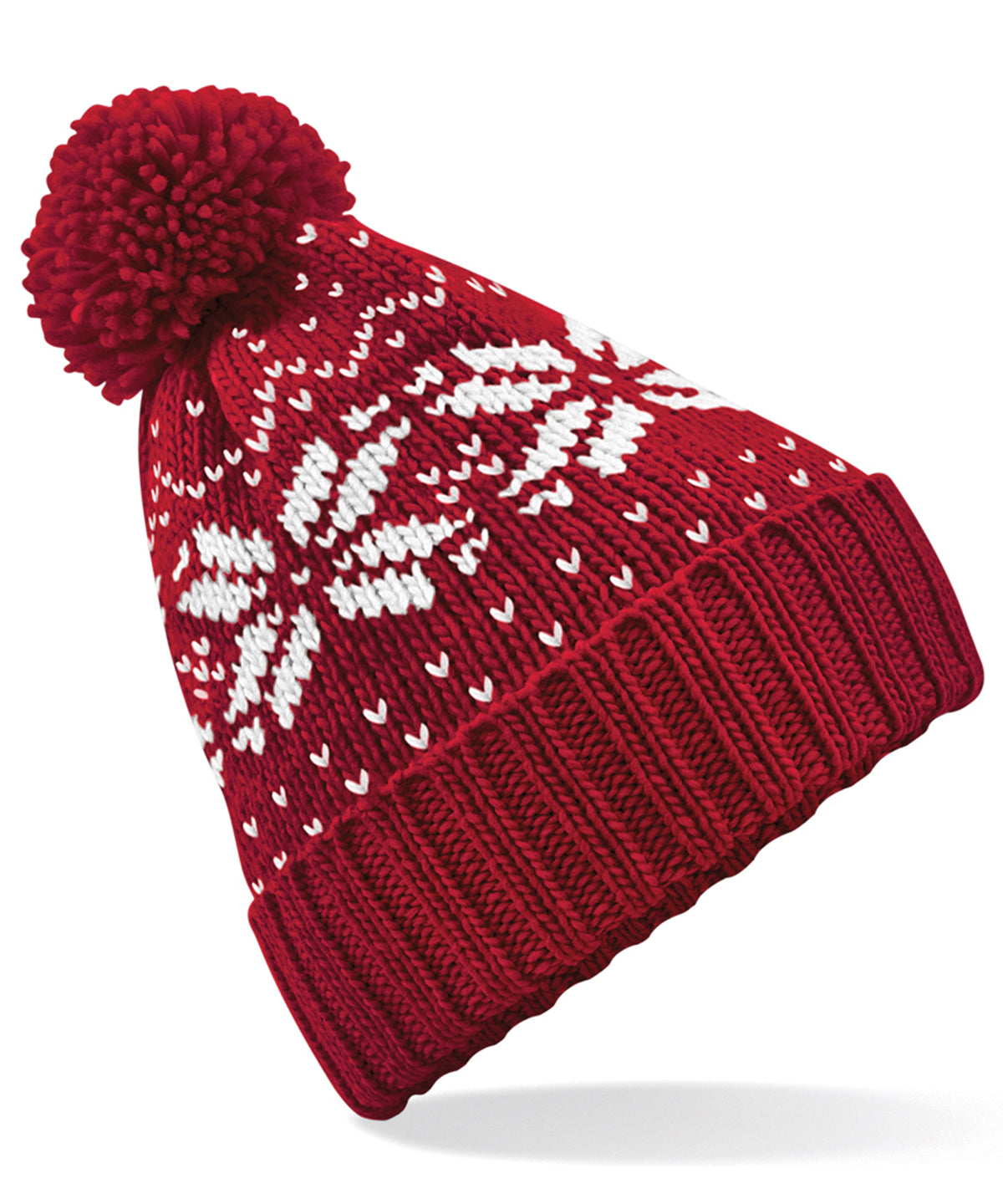 Classic Red/White - Fair Isle snowstar® beanie - GarmentEmbroidery