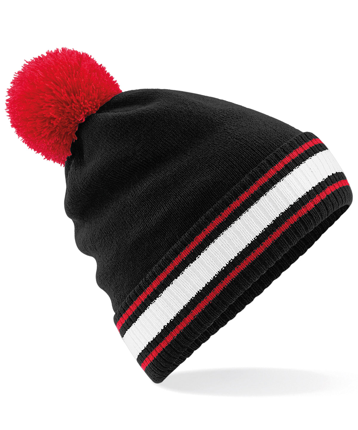Black/Classic Red/White - Stadium beanie - GarmentEmbroidery