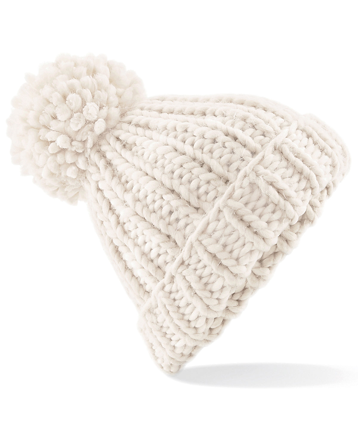 Oatmeal - Oversized hand-knitted beanie - GarmentEmbroidery