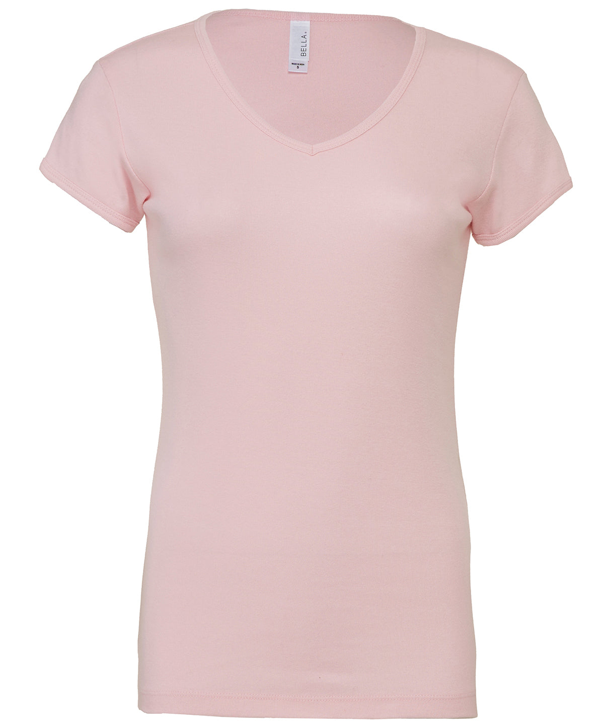 Pink - Baby rib short sleeve v-neck t-shirt - GarmentEmbroidery