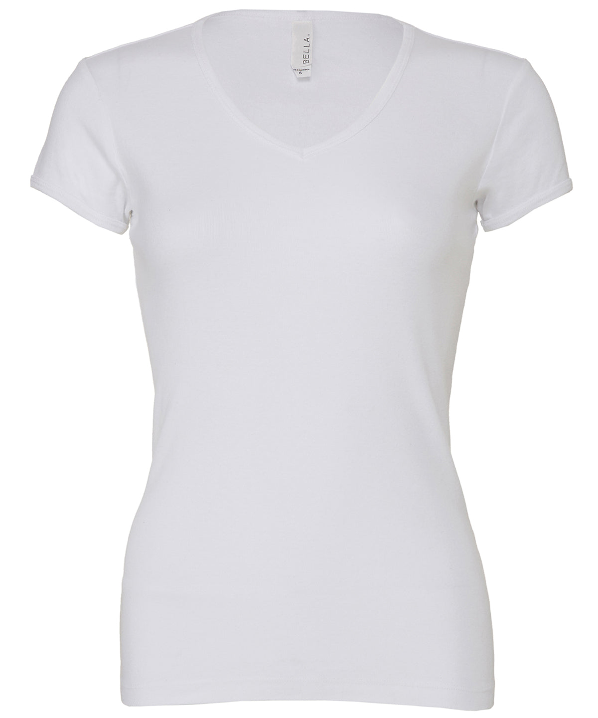 White - Baby rib short sleeve v-neck t-shirt - GarmentEmbroidery
