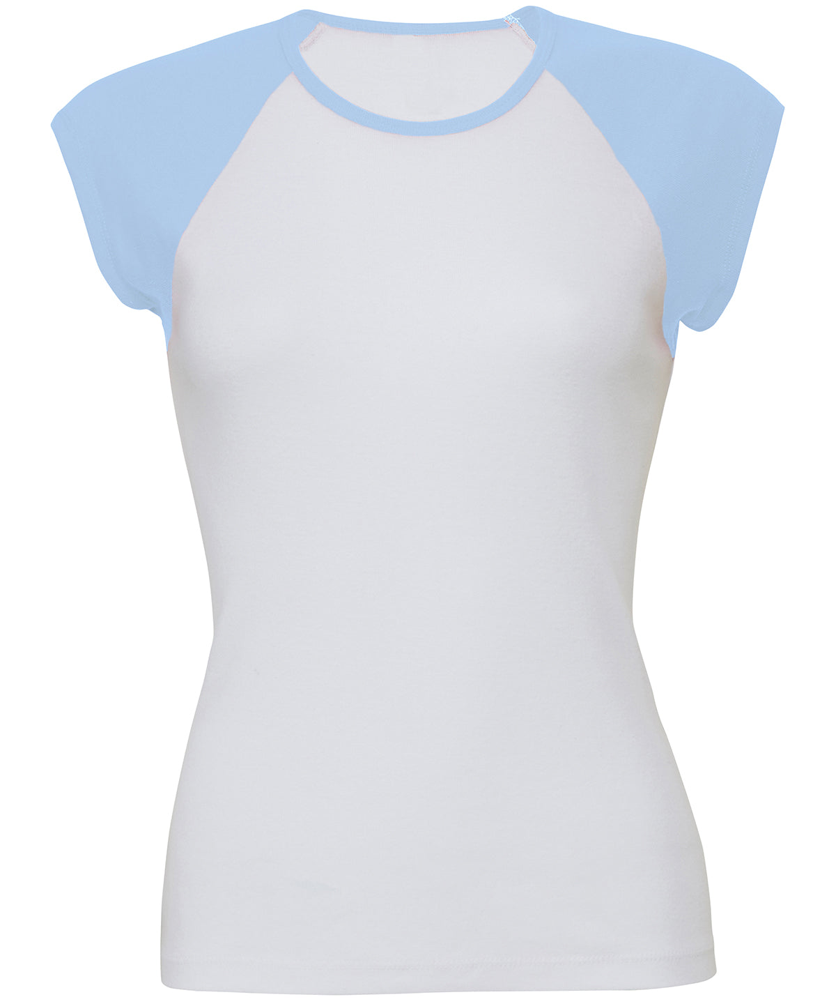 White /Baby Blue - Baby rib cap sleeve contrast raglan t-shirt - GarmentEmbroidery