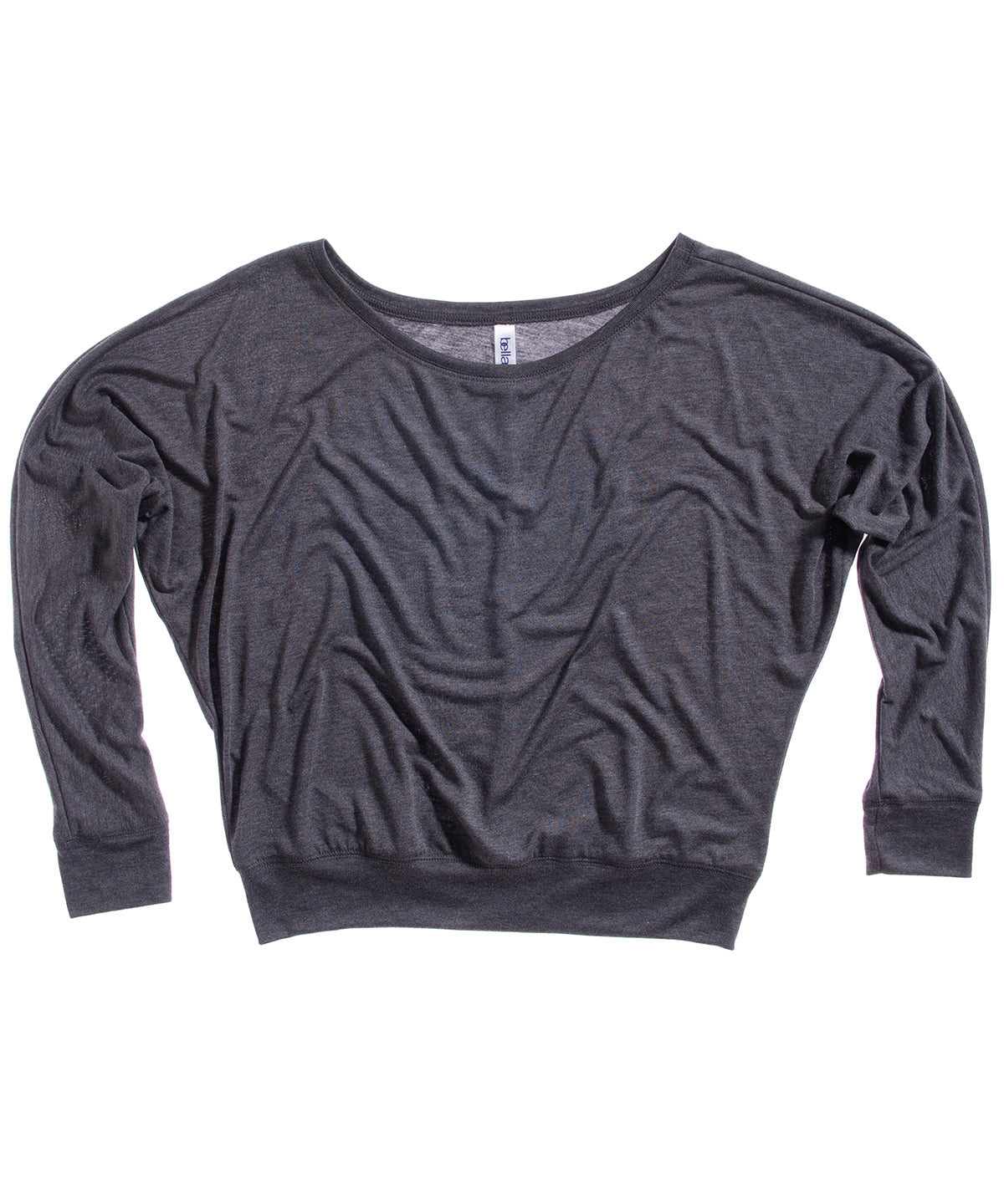 Dark Grey Heather - Flowy off-the-shoulder long sleeve t-shirt - GarmentEmbroidery