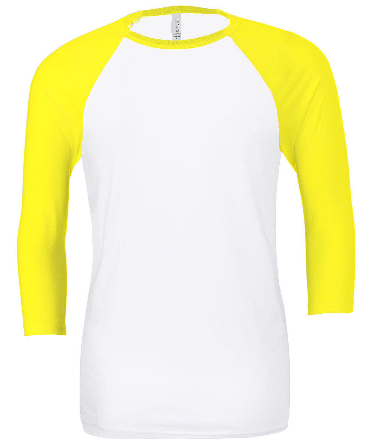 White/Neon Yellow - Unisex triblend ¾ sleeve baseball t-shirt - GarmentEmbroidery