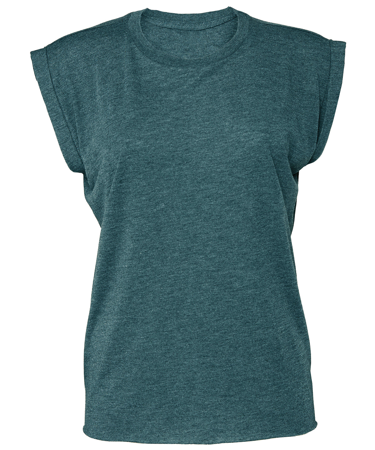 Heather Deep Teal - Women's flowy muscle tee with rolled cuff - GarmentEmbroidery
