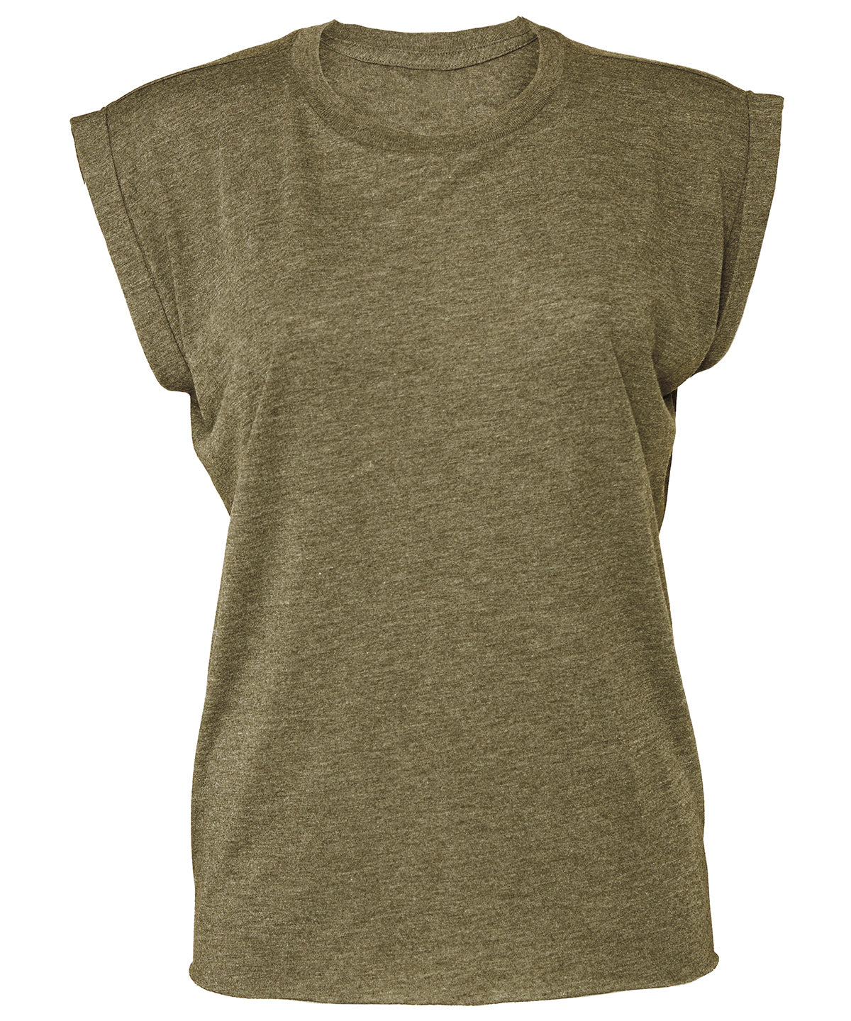 Heather Olive - Women's flowy muscle tee with rolled cuff - GarmentEmbroidery