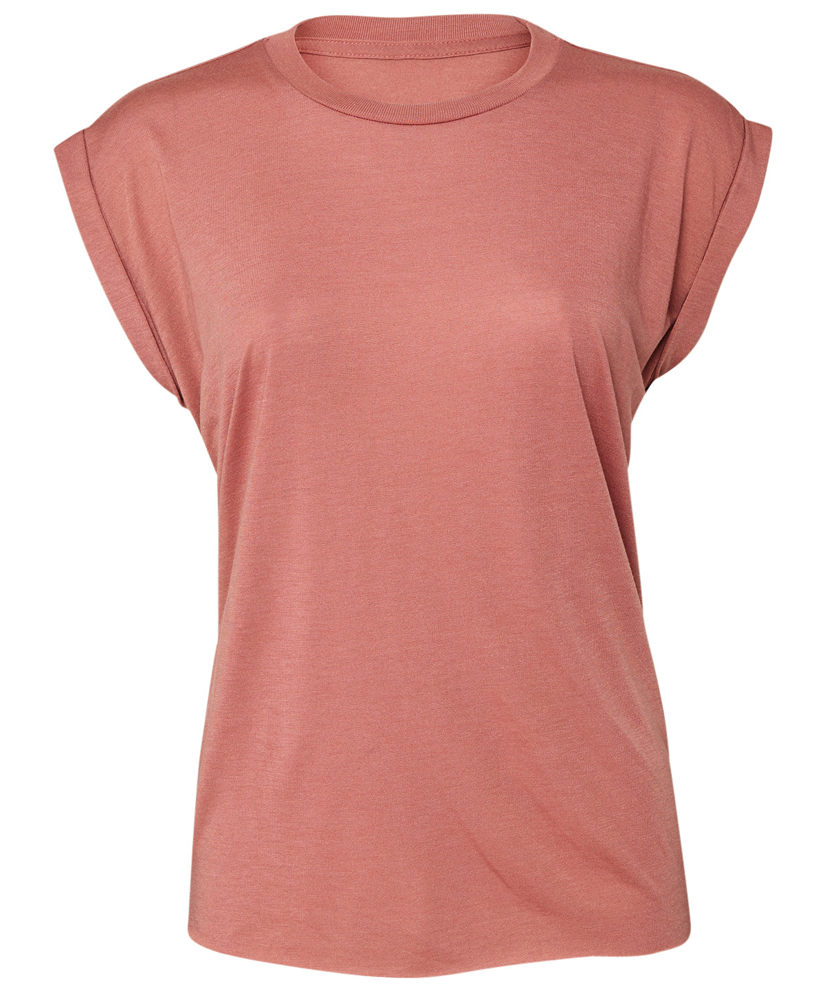 Mauve - Women's flowy muscle tee with rolled cuff - GarmentEmbroidery