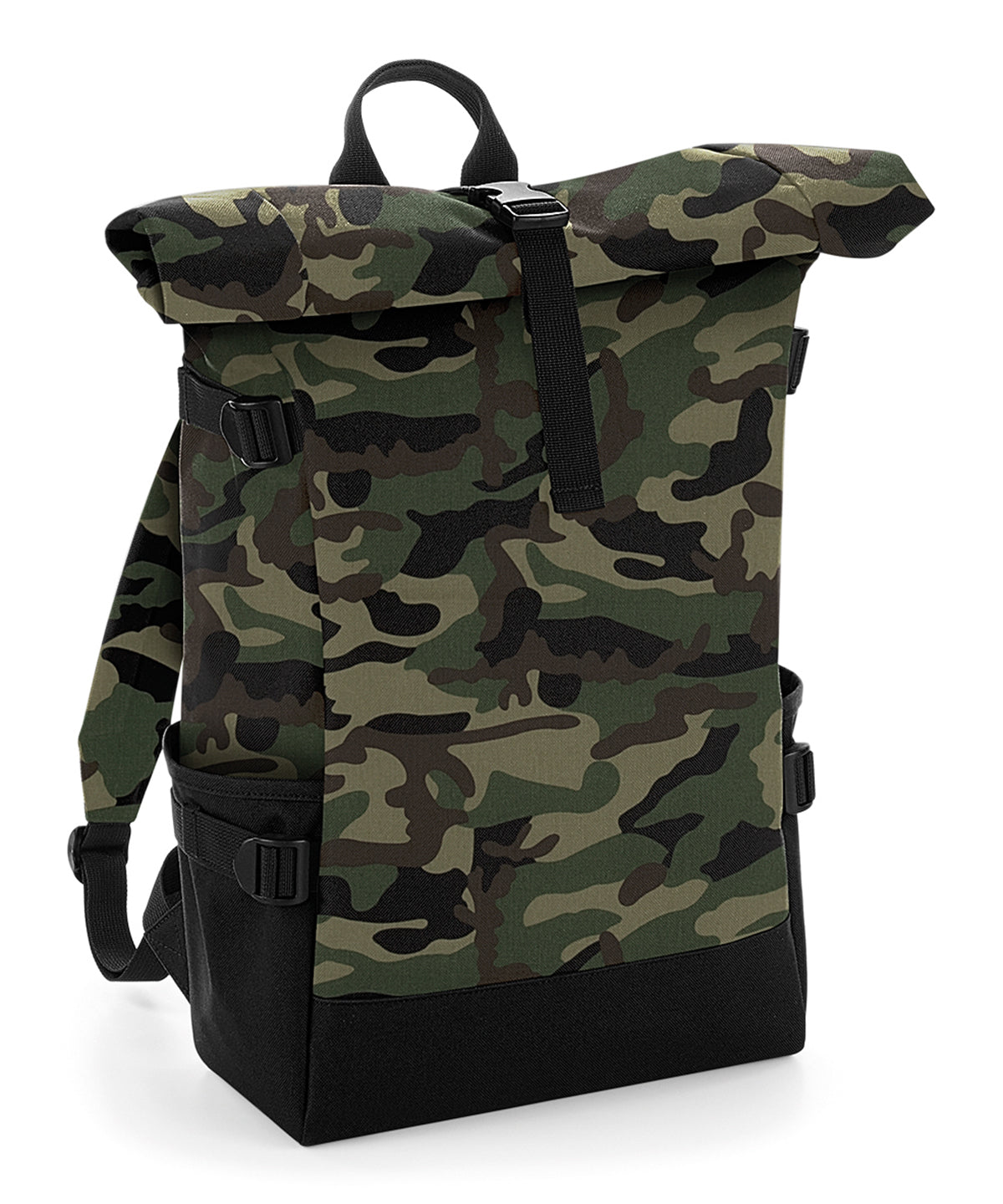 Jungle Camo/Black - Block roll-top backpack - GarmentEmbroidery