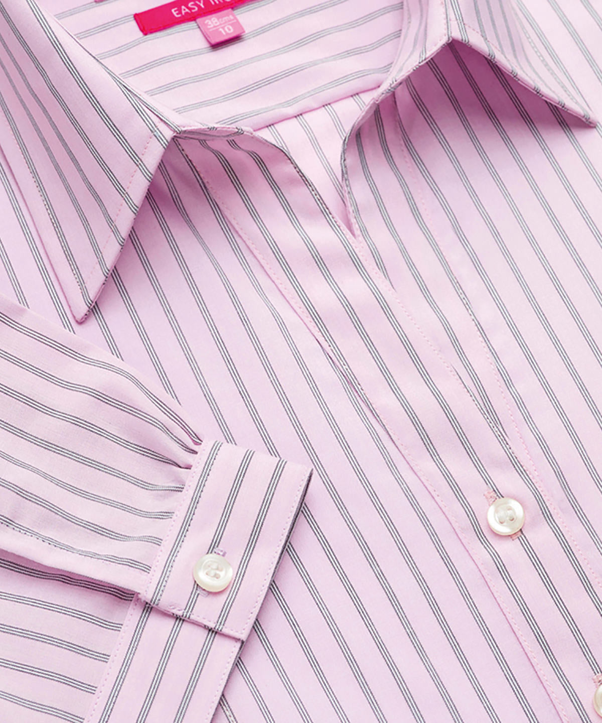 Pink/GreyStripe - Women's Pescara short sleeve blouse - GarmentEmbroidery