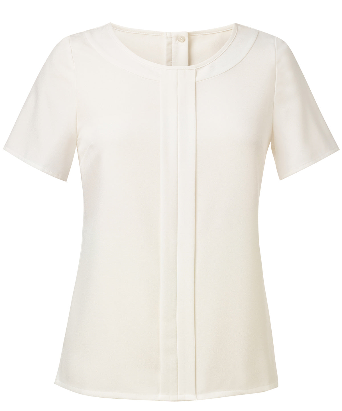 Cream - Women's Felina crêpe de chine short sleeve blouse - GarmentEmbroidery