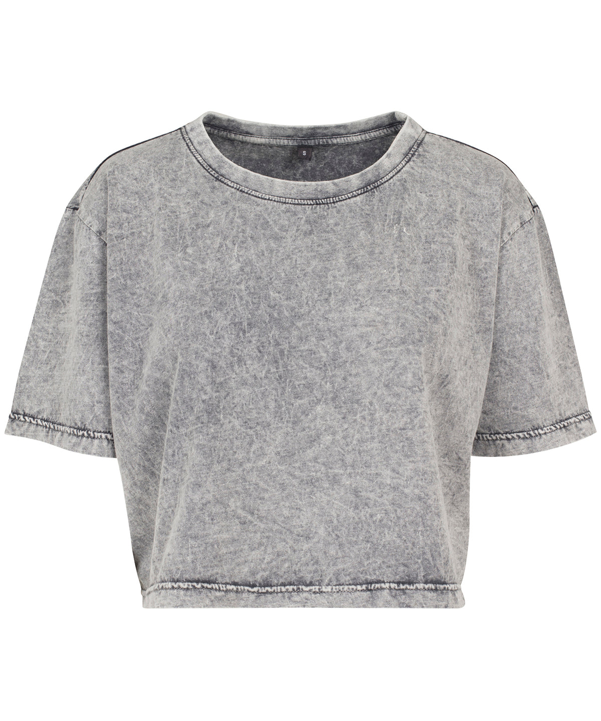 Grey/Black - Women's acid washed cropped tee - GarmentEmbroidery