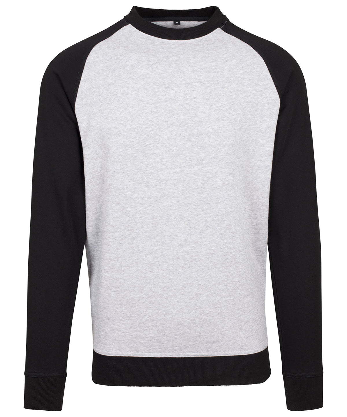 Heather Grey/Black - Raglan crew neck - GarmentEmbroidery