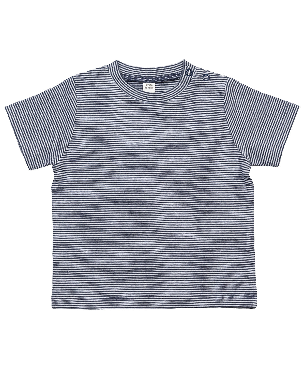 Organic White/Nautical Navy - Baby stripy T - GarmentEmbroidery