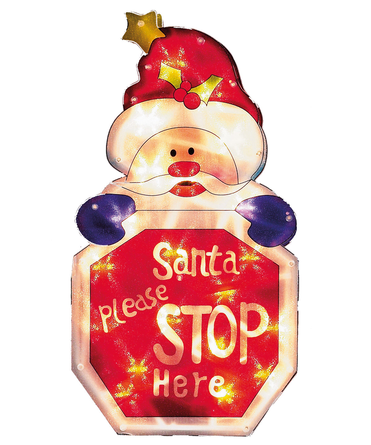 Red - Santa please stop here sign - GarmentEmbroidery
