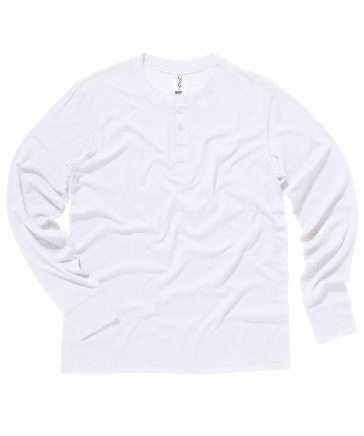 White - Unisex Jersey long sleeve Henley - GarmentEmbroidery