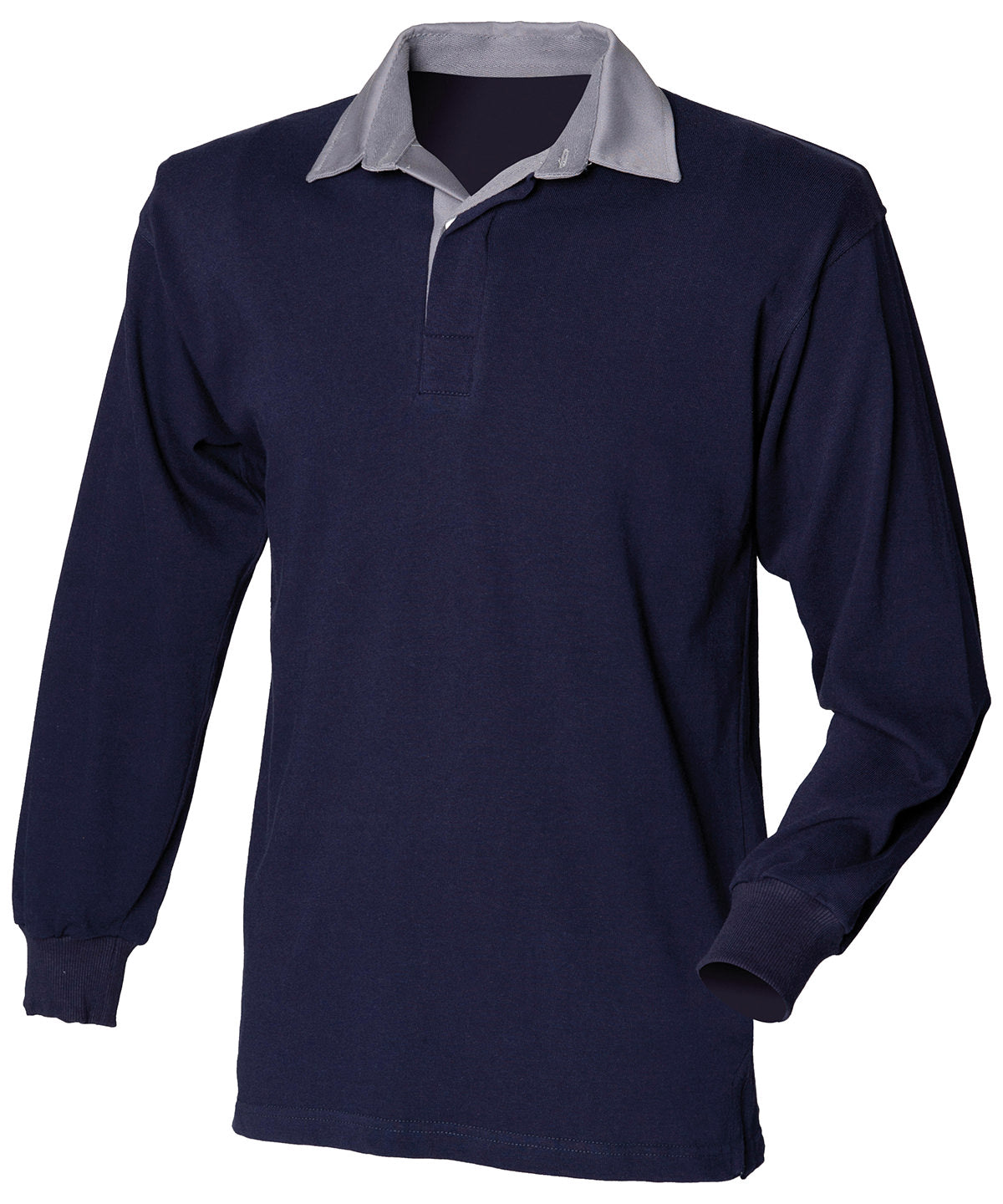 Navy/Slate collar - Long sleeve original rugby shirt - GarmentEmbroidery