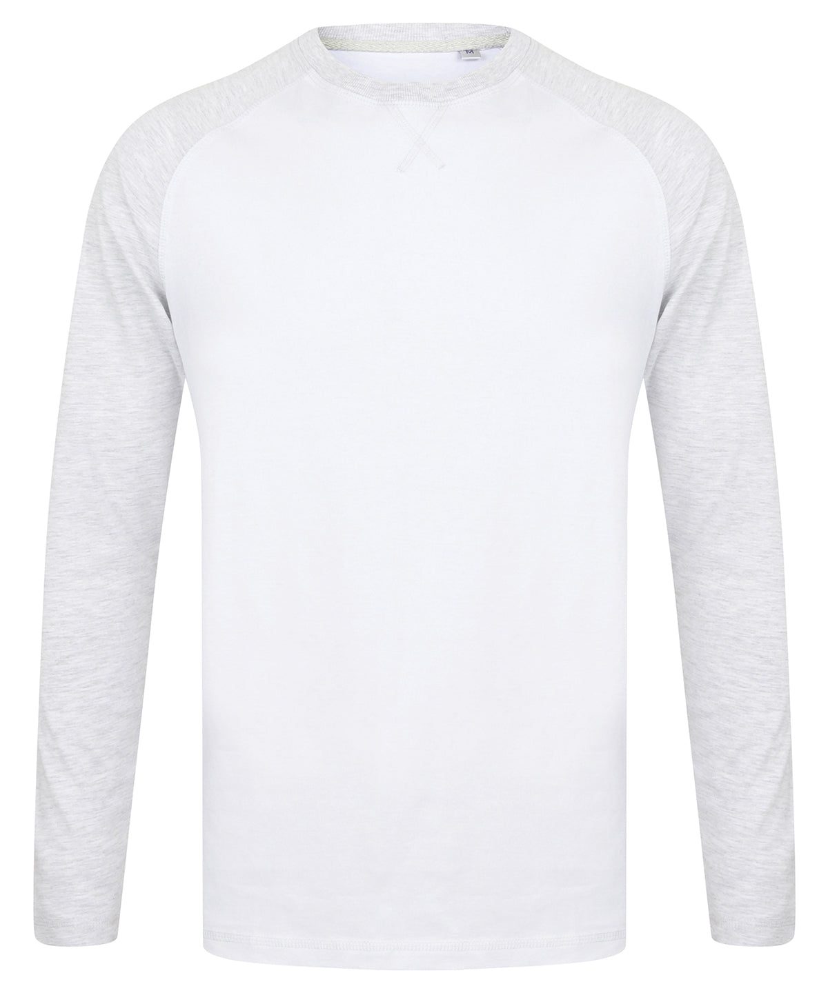 White/Light Heather Grey - Long-sleeved baseball T - GarmentEmbroidery
